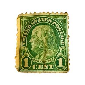 Unused Antique 1920s Ben Franklin Rare One Cent Postage Green Stamp